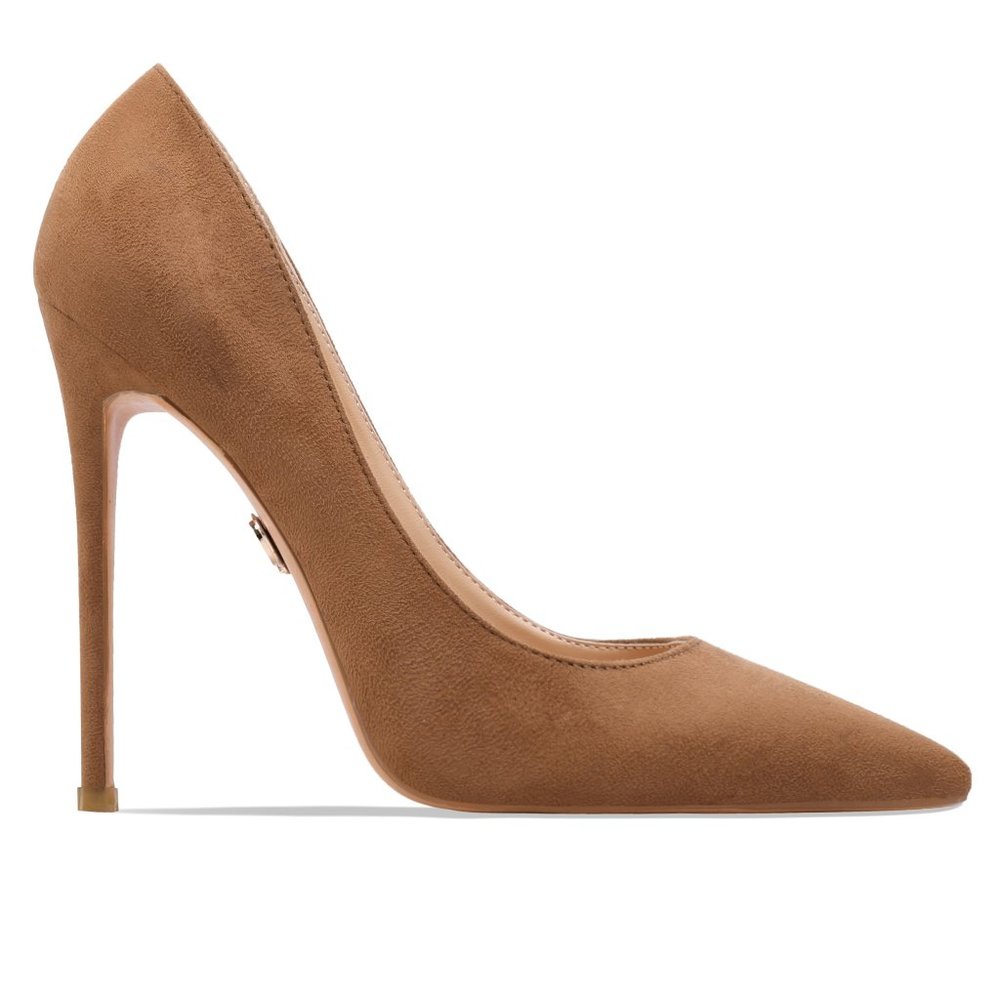 Classic Pointed-Toe Stiletto Pump in Cognac Suede